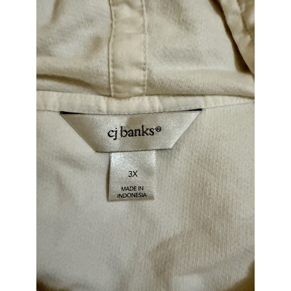 CJ Banks Jacket Woman’s Size 3X White Long Sleeve Full Zip Hooded Roll Sleeves - Picture 5 of 7